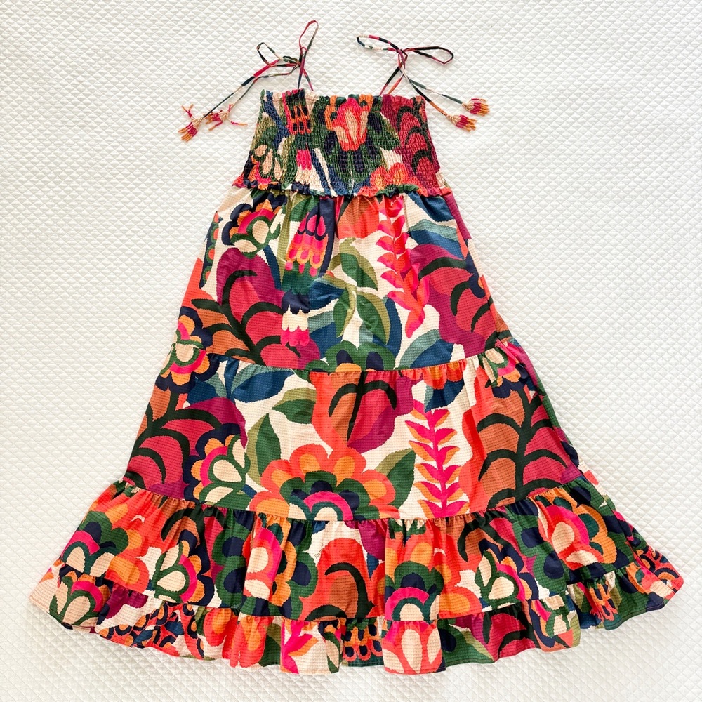 Farm Rio x Anthropologie Smocked Printed Cover-up Dress, Size M